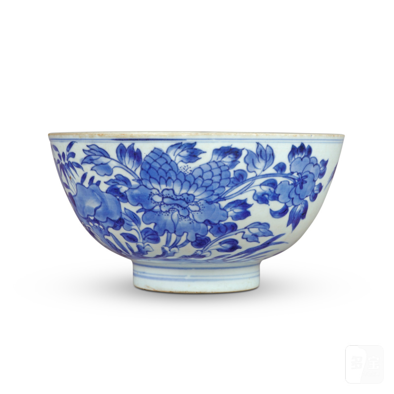 清順治 青花花鳥圖盌